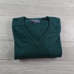 Navy Cutter 100% Cashmere Sweater Men's Medium V-Neck Soft Pullover Green